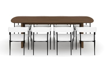 Richeto Spisebord 240 cm med 8 Velma Spisestoler - Røkt eik / Hvit Bouclé - Møbler - Bord - Spisegruppe