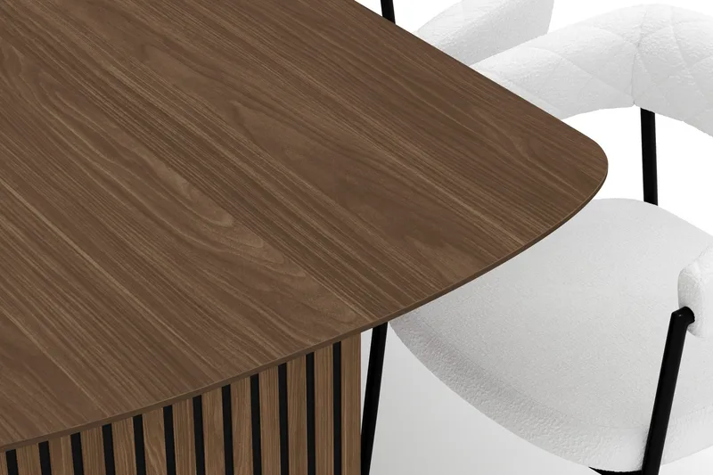 Richeto Spisebord 240 cm med 8 Velma Spisestoler - Røkt eik / Hvit Bouclé - Møbler - Bord - Spisegruppe