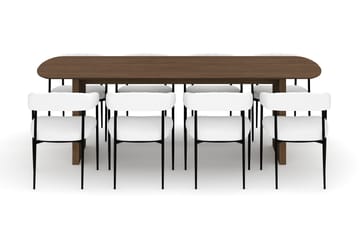 Richeto Spisebord 240 cm med 8 Velma Spisestoler - Røkt eik / Hvit Bouclé - Møbler - Bord - Spisegruppe