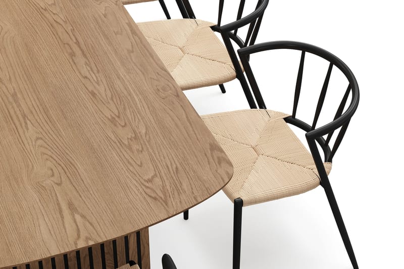 Richeto Spisebord 240 cm med 8 Winston Spisestoler - Naturlig finish / Beige / Metallben Svart - Møbler - Bord - Spisegruppe