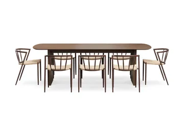 Richeto spisebord 240 cm med 8 Winston spisestoler - Røkt eik / Beige / Metallben røkt eik - Møbler - Bord - Spisegruppe