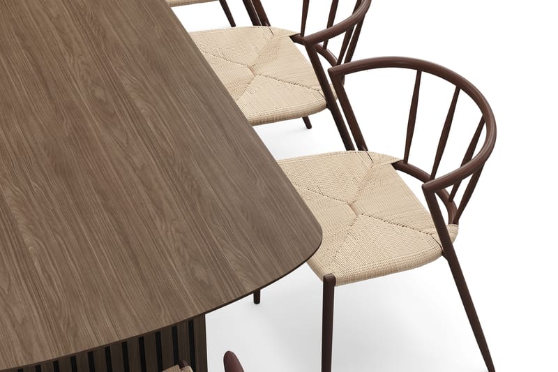 Richeto Spisebord 240 cm med 8 Winston Spisestoler - Røkt eik / Beige / Metallben Røkt eik - Møbler - Bord - Spisegruppe