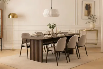 Richeto Spisebord 240 cm Røkt Eik med 6 Reciclar Spisestoler - Røkt eik/Greige - Møbler - Bord - Spisegruppe