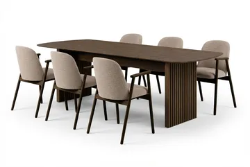 Richeto spisebord røkt eik 240 cm med 6 Reciclar spisestoler - Røkt eik/greige - Møbler - Bord - Spisegruppe