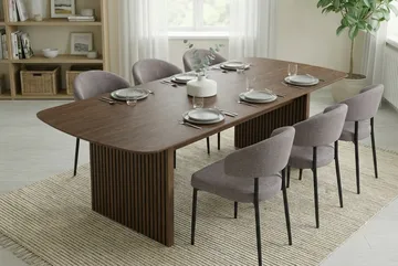 Richeto spisebord røkt eik 240 cm med 6 Sawako Greige stoler - Røkt eik/greige - Møbler - Bord - Spisegruppe