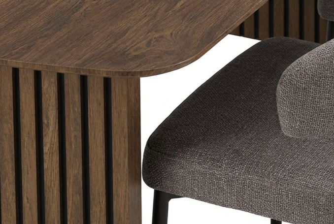 Richeto Spisebord Røkt Eik 240 cm med 6 Sawako Greige Stoler - Røyket Eik/Greige - Møbler - Bord - Spisegruppe