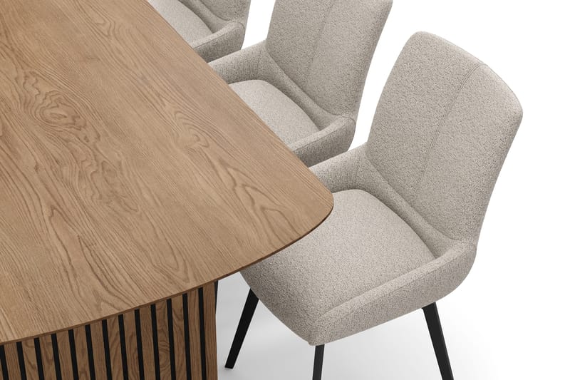 Richeto spisegruppe 180 cm med 6 Mora snurrestoler - Naturlig finish/mørkbeige - Møbler - Bord - Spisegruppe