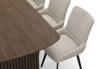 Richeto Spisegruppe 180 cm med 6 Mora Snurrestoler - Røkt eik/Mørk beige - Møbler - Bord - Spisegruppe