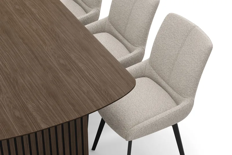 Richeto spisegruppe 180 cm med 6 Mora snurrestoler - Røkt eik/mørkbeige - Møbler - Bord - Spisegruppe