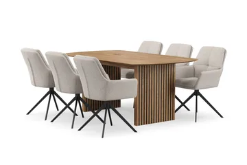 Richeto spisegruppe 180 cm med 6 Torsby snurrestoler - Eik - Møbler - Bord - Spisegruppe