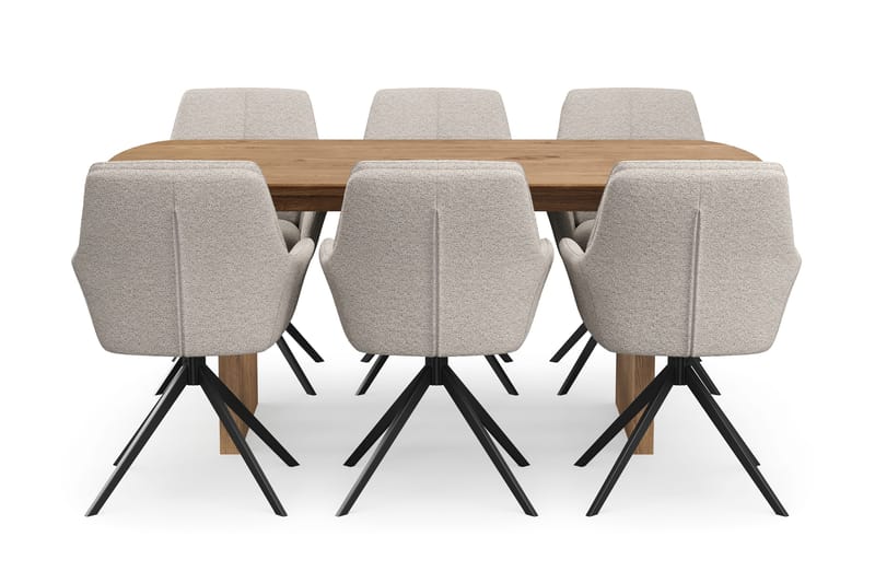 Richeto spisegruppe 180 cm med 6 Torsby snurrestoler - Eik - Møbler - Bord - Spisegruppe