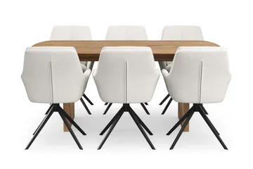 Richeto Spisegruppe 180 cm med 6 Torsby Snurrestoler - Naturlig finish/Lys beige - Møbler - Bord - Spisegruppe
