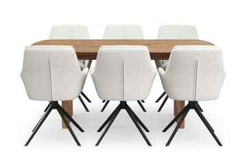 Richeto Spisegruppe 180 cm med 6 Torsby Snurrestoler - Naturlig finish/Lys beige - Møbler - Bord - Spisegruppe