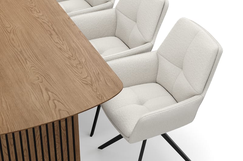 Richeto Spisegruppe 180 cm med 6 Torsby Snurrestoler - Naturlig finish/Lys beige - Møbler - Bord - Spisegruppe