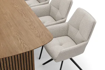 Richeto Spisegruppe 180 cm med 6 Torsby Snurrestoler - Naturlig finish/Mørk beige - Møbler - Bord - Spisegruppe