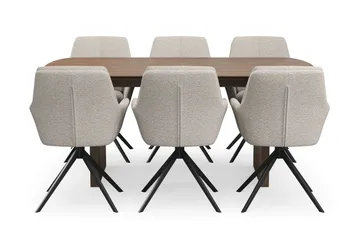 Richeto spisegruppe 180 cm med 6 Torsby snurrestoler - Røkt eik - Møbler - Bord - Spisegruppe