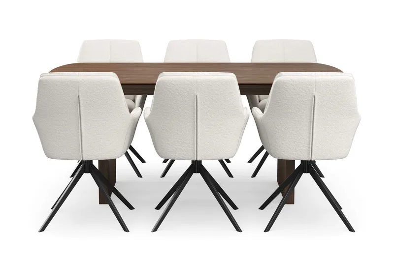 Richeto Spisegruppe 180 cm med 6 Torsby Snurrestoler - Røkt eik/Lys beige - Møbler - Bord - Spisegruppe