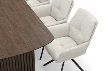 Richeto Spisegruppe 180 cm med 6 Torsby Snurrestoler - Røkt eik/Lys beige - Møbler - Bord - Spisegruppe