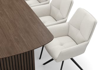 Richeto Spisegruppe 180 cm med 6 Torsby Snurrestoler - Røkt eik/Lys beige - Møbler - Bord - Spisegruppe