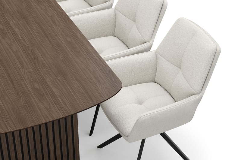Richeto Spisegruppe 180 cm med 6 Torsby Snurrestoler - Røkt eik/Lys beige - Møbler - Bord - Spisegruppe