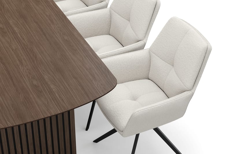 Richeto spisegruppe 180 cm med 6 Torsby snurrestoler - Røkt eik/lysbeige - Møbler - Bord - Spisegruppe