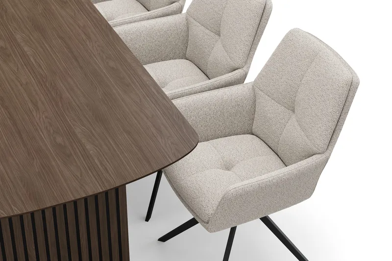 Richeto Spisegruppe 180 cm med 6 Torsby Snurrestoler - Røkt eik/Mørk beige - Møbler - Bord - Spisegruppe