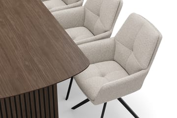 Richeto Spisegruppe 180 cm med 6 Torsby Snurrestoler - Røkt eik/Mørk beige - Møbler - Bord - Spisegruppe