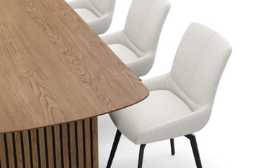 Richeto Spisegruppe 210 cm med 6 Mora Snurrestoler - Naturlig finish/Lys beige - Møbler - Bord - Spisegruppe
