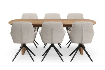 Richeto spisegruppe 210 cm med 6 Torsby snurrestoler - Eik - Møbler - Bord - Spisegruppe
