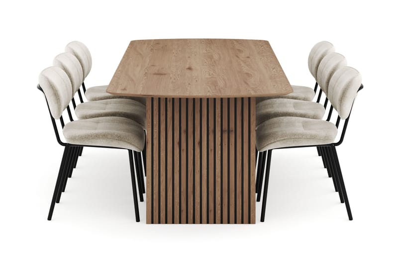 Richeto Spisegruppe 240 cm med 6 Cyana Spisestoler - Naturlig finish - Møbler - Bord - Spisegruppe