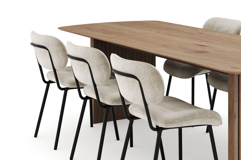 Richeto Spisegruppe 240 cm med 6 Cyana Spisestoler - Naturlig finish - Møbler - Bord - Spisegruppe