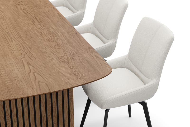 Richeto Spisegruppe 240 cm med 6 Mora Snurrestoler - Naturlig finish/Lys beige - Møbler - Bord - Spisegruppe
