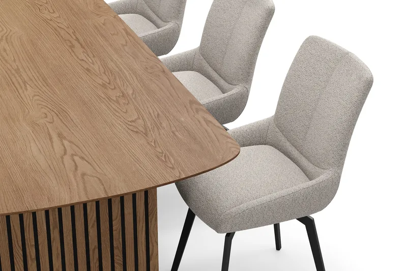 Richeto Spisegruppe 240 cm med 6 Mora Snurrestoler - Naturlig finish/Mørk beige - Møbler - Bord - Spisegruppe