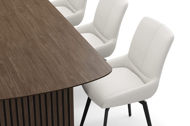 Richeto spisegruppe 240 cm med 6 Mora snurrestoler - Røkt eik/lysbeige - Møbler - Bord - Spisegruppe