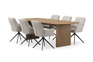 Richeto spisegruppe 240 cm med 6 Torsby snurrestoler - Eik - Møbler - Bord - Spisegruppe