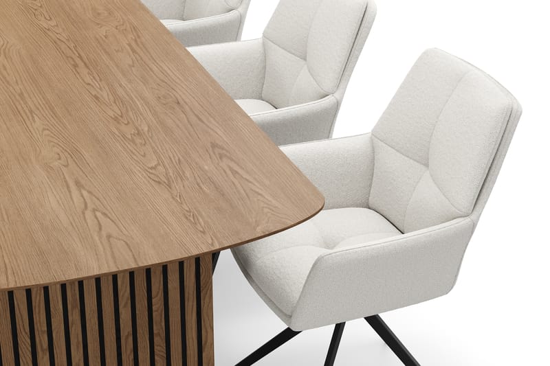 Richeto Spisegruppe 240 cm med 6 Torsby Snurrestoler - Naturlig finish/Lys beige - Møbler - Bord - Spisegruppe