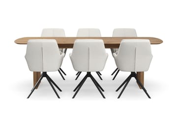 Richeto Spisegruppe 240 cm med 6 Torsby Snurrestoler - Naturlig finish/Lys beige - Møbler - Bord - Spisegruppe