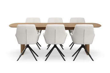Richeto spisegruppe 240 cm med 6 Torsby snurrestoler - Naturlig finish/lysbeige - Møbler - Bord - Spisegruppe