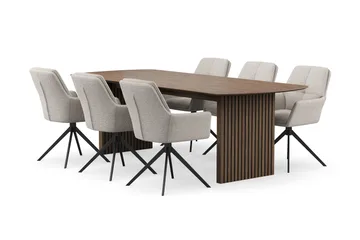 Richeto spisegruppe 240 cm med 6 Torsby snurrestoler - Røkt eik - Møbler - Bord - Spisegruppe