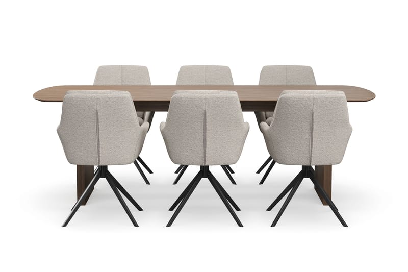 Richeto spisegruppe 240 cm med 6 Torsby snurrestoler - Røkt eik - Møbler - Bord - Spisegruppe