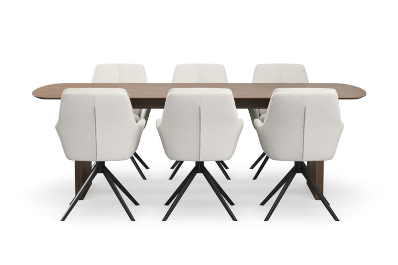 Richeto Spisegruppe 240 cm med 6 Torsby Snurrestoler - Røkt eik/Lys beige - Møbler - Bord - Spisegruppe