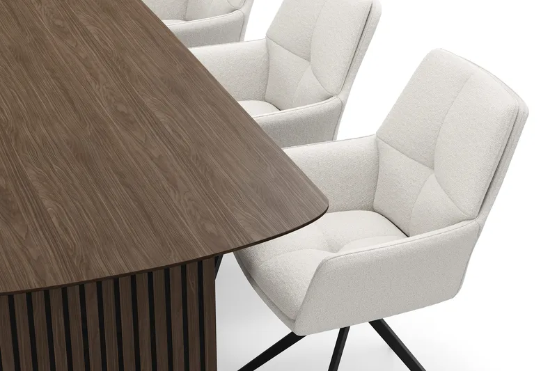 Richeto spisegruppe 240 cm med 6 Torsby snurrestoler - Røkt eik/lysbeige - Møbler - Bord - Spisegruppe