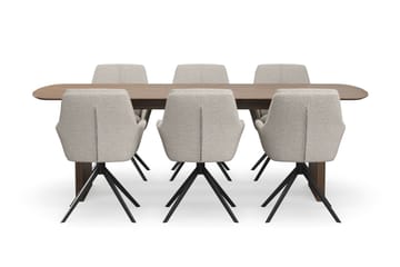 Richeto Spisegruppe 240 cm med 6 Torsby Snurrestoler - Røkt eik/Mørk beige - Møbler - Bord - Spisegruppe