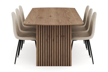 Richeto Spisegruppe 240 cm med 6 Polar Spisestoler - Naturlig finish - Møbler - Bord - Spisegruppe