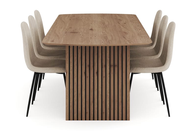 Richeto Spisegruppe 240 cm med 6 Polar Spisestoler - Naturlig finish - Møbler - Bord - Spisegruppe
