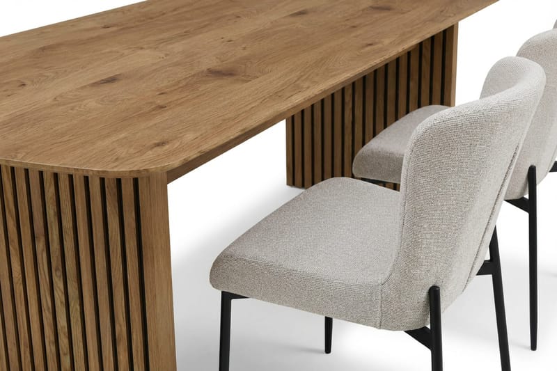 Richeto Spisegruppe Eik 180 cm med 4 Elsie Spisestoler - Eik/Hvit - Møbler - Bord - Spisegruppe
