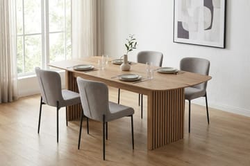 Richeto Spisegruppe Eik 180 cm med 4 Elsie Spisestoler - Eik/Lys grå - Møbler - Bord - Spisegruppe