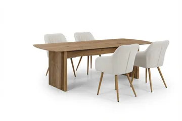 Richeto Spisegruppe Eik 180 cm med 6 Filippa spisestoler - Eik/Hvit - Møbler - Bord - Spisegruppe