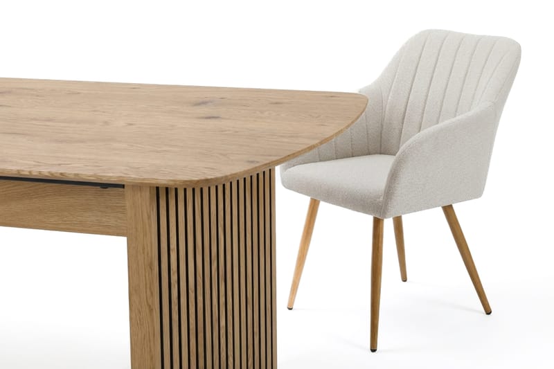 Richeto Spisegruppe Eik 180 cm med 6 Filippa spisestoler - Eik/Hvit - Møbler - Bord - Spisegruppe