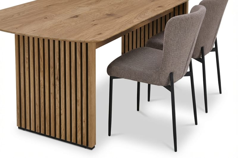 Richeto Spisegruppe Eik 210 cm med 6 Elsie Spisestoler - Eik/Grå - Møbler - Bord - Spisegruppe